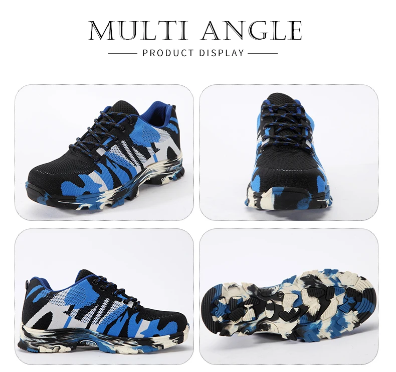 Fashion Lightweight Outdoor Men Steel Toe Cap Military Safety Work Boots Camouflage Anti Puncture Indestructible Shoes