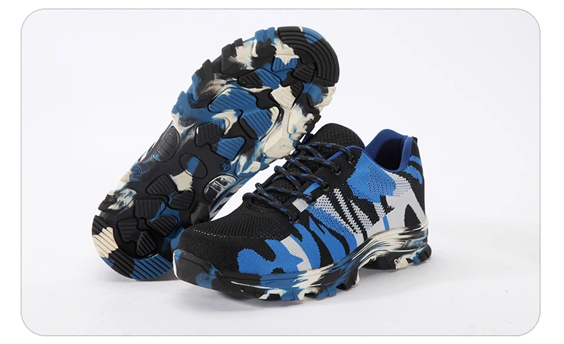 Fashion Lightweight Outdoor Men Steel Toe Cap Military Safety Work Boots Camouflage Anti Puncture Indestructible Shoes