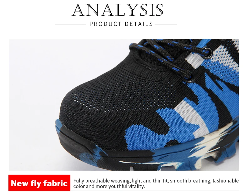 Fashion Lightweight Outdoor Men Steel Toe Cap Military Safety Work Boots Camouflage Anti Puncture Indestructible Shoes